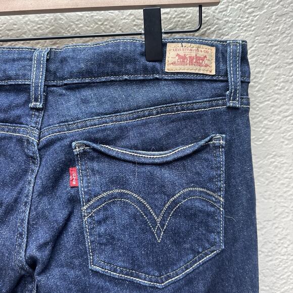 Levis 524 Too Superlow Jeans Womens 9 Medium Blue Dark Wash Stretch Denim Pants - Picture 5 of 13
